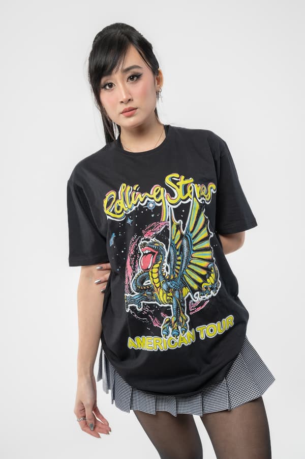 The Rolling Stones T Shirt American Tour Dragon Band Logo Official Mens Black