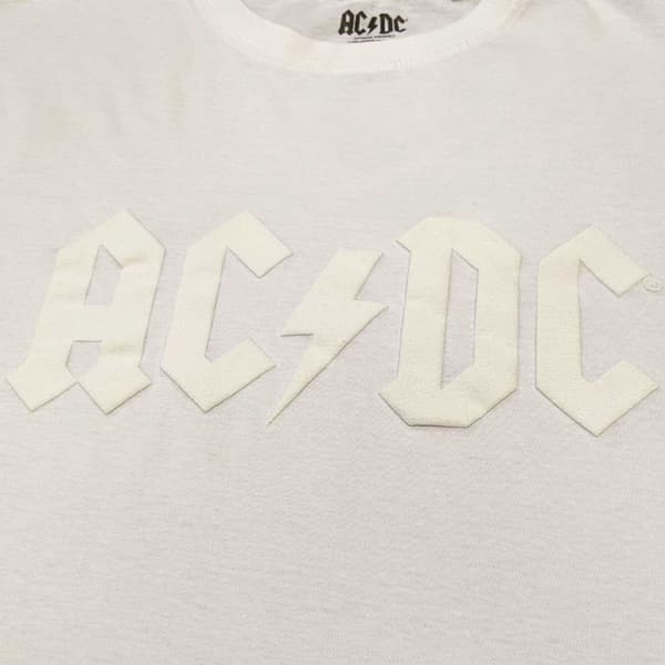 AC/DC T Shirt High Build Band Logo Official Unisex White