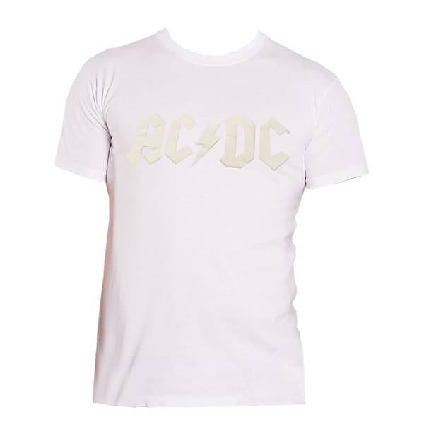 AC/DC T Shirt High Build Band Logo Official Unisex White