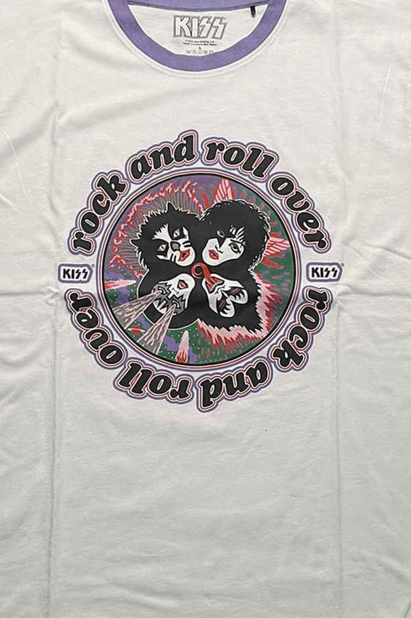 KISS T Shirt Rock and Roll Over Band Logo Official Unisex White