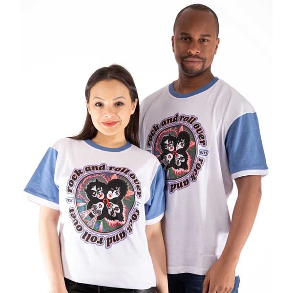KISS T Shirt Rock and Roll Over Band Logo Official Unisex White White XXL