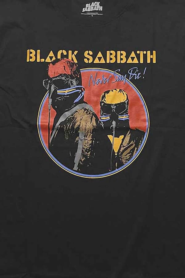 Black Sabbath T Shirt Never Say Die Band Logo Official Unisex Black Ringer