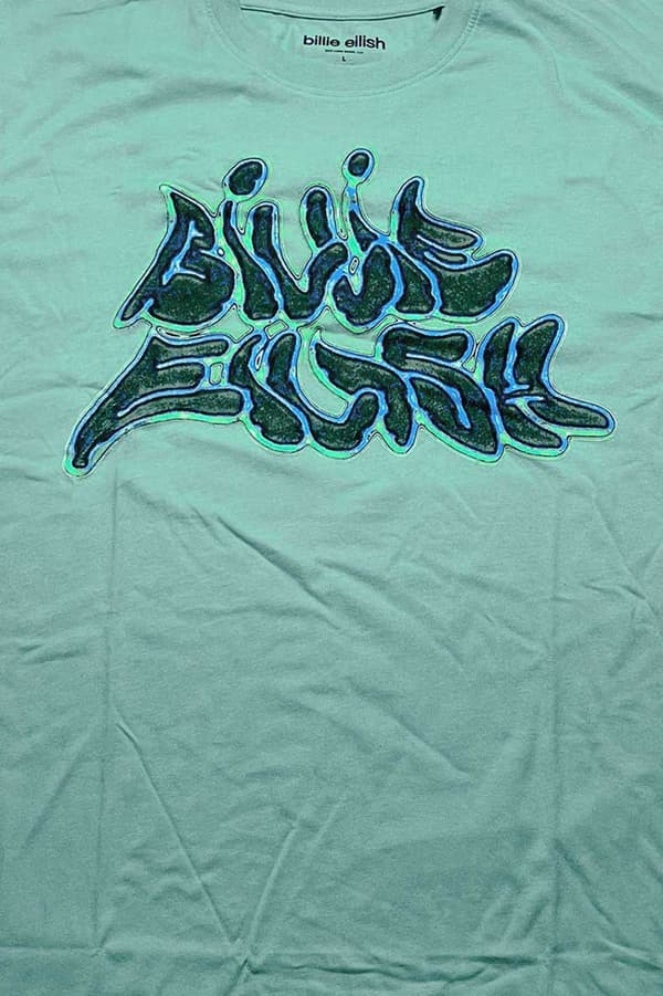 Billie Eilish T Shirt Neon Logo Billie Official Unisex Blue