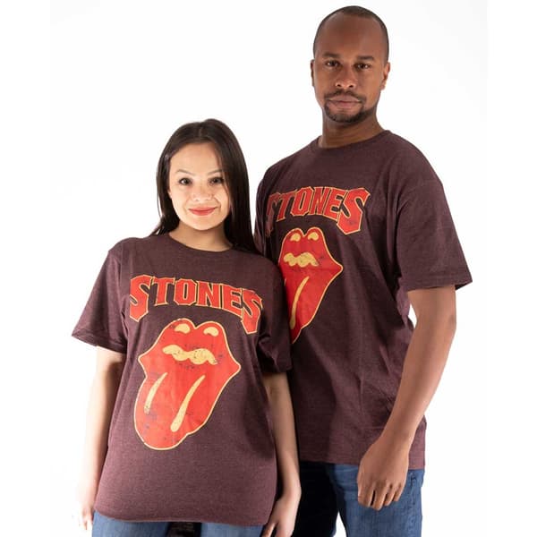 The Rolling Stones T Shirt Gothic Text Band Logo Official Unisex Brown