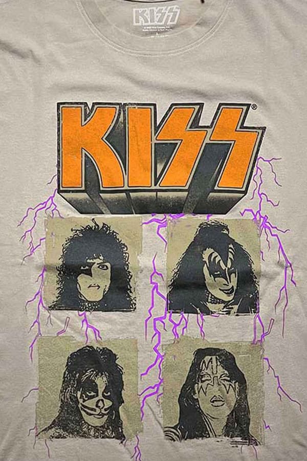 KISS T Shirt Lightning Photo Band Logo Official Unisex Sand