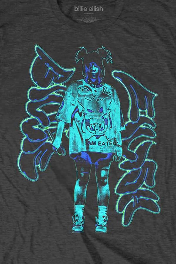 Billie Eilish T Shirt Neon Graffiti Logo Official Unisex Black