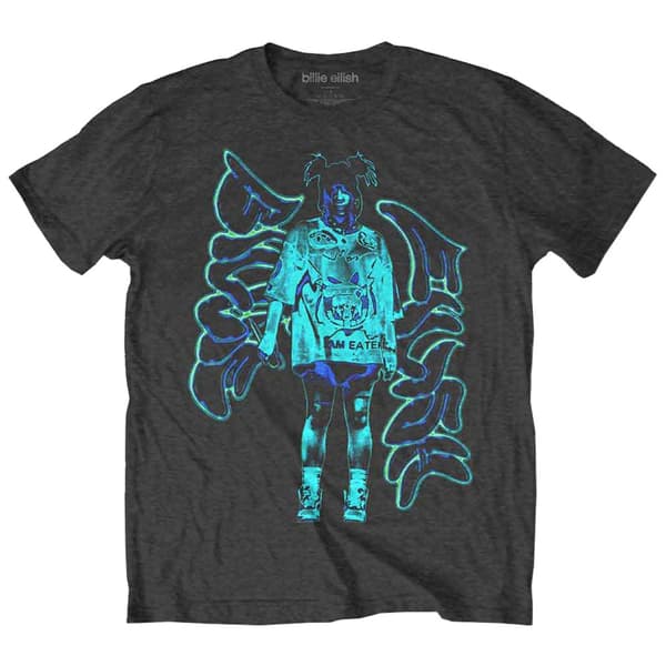 Billie Eilish T Shirt Neon Graffiti Logo Official Unisex Black