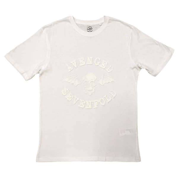 Avenged Sevenfold T Shirt Classic Deathbat Hi-Build Official Unisex White
