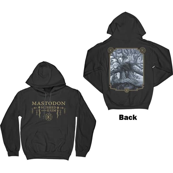 Mastodon Unisex Pullover Hoodie: Hushed & Grim Cover (Back Print) (Medium)