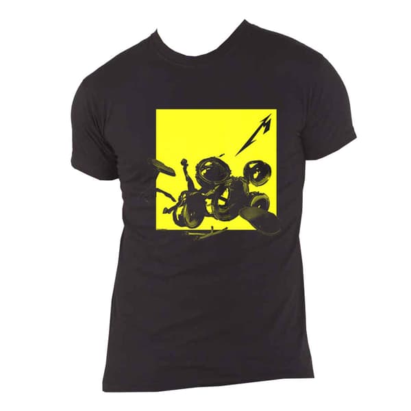 Metallica T Shirt M72 Broken Burnt Drums Band Logo Official Mens Black