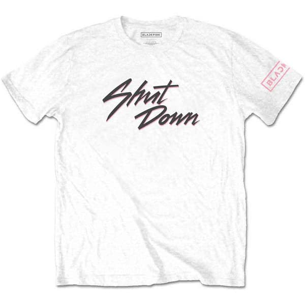 BlackPink T Shirt Shut Down Band Logo Official Unisex White
