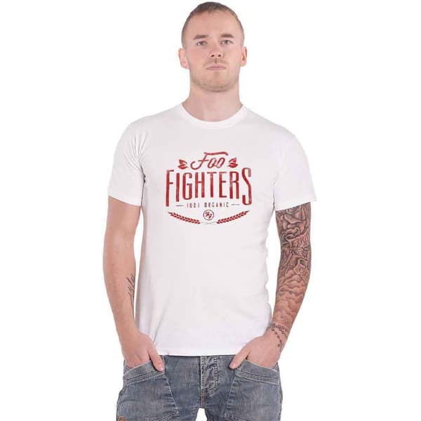 Foo Fighters T Shirt 100% Organic Band Logo Official Unisex White Ex Tour