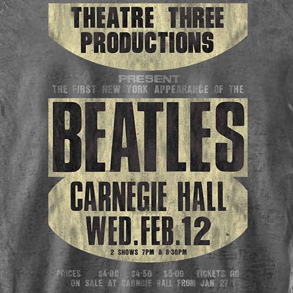 The Beatles T Shirt Carnegie Hall Official Womens Burnout