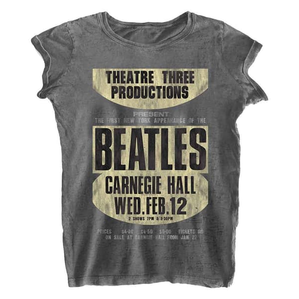 The Beatles T Shirt Carnegie Hall Official Womens Burnout