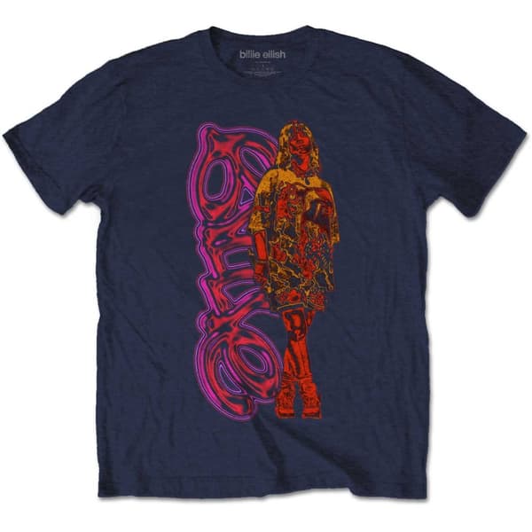 Billie Eilish Unisex T-Shirt: Neon Logo & Billie (X-Large)
