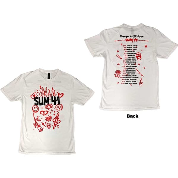 Sum 41 Unisex T-Shirt: Sketches European Tour 2022 (Back Print) (Ex-Tour) (XX-Large)