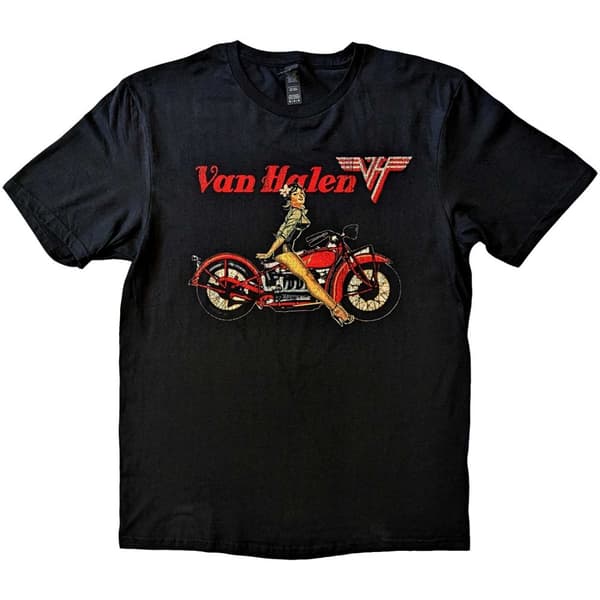 Van Halen Unisex T-Shirt: Pin-up Motorcycle (Medium)