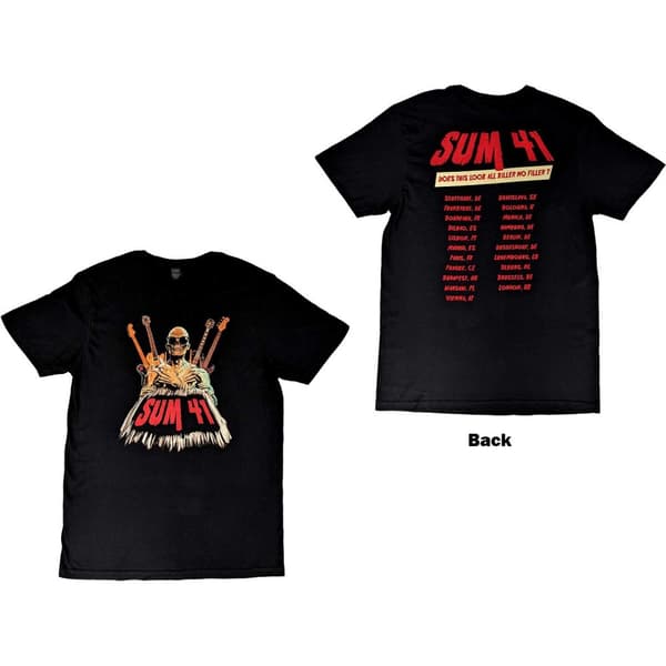 Sum 41 Unisex T-Shirt: Does This Look Like All Killer No Filler European Tour 2022 (Back Print) (Ex-Tour) (Medium)