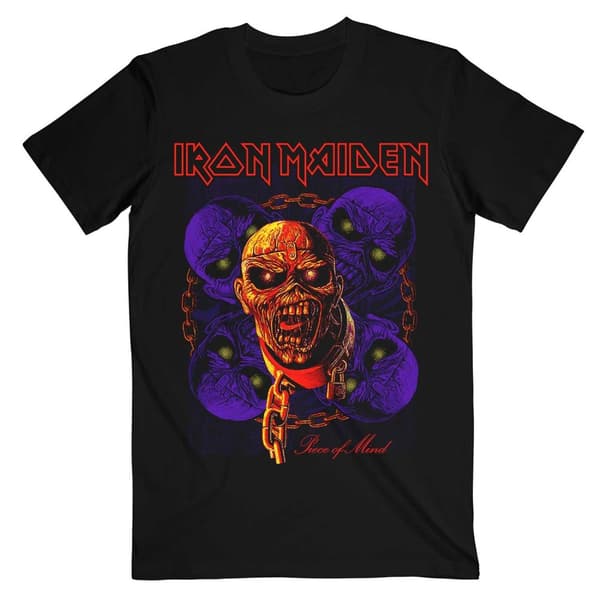 Iron Maiden Unisex T-Shirt: Piece of Mind Multi Head Eddie (Large)