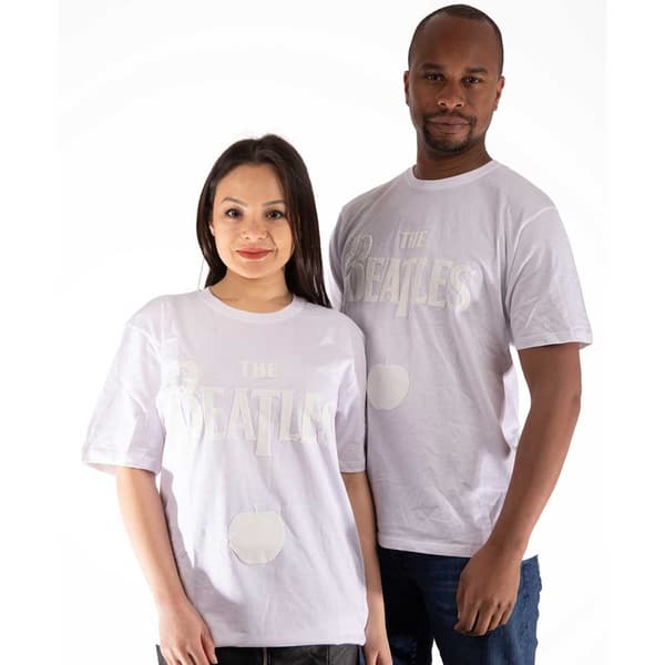 The Beatles Unisex T-Shirt: Drop T Logo (Embroidered) (Medium)