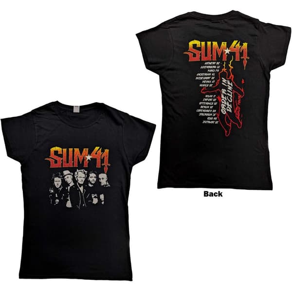 Sum 41 Ladies T-Shirt: Order In Decline Tour 2020 Band Photo (Back Print) (Ex-Tour) (Small)