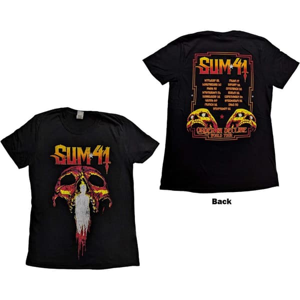 Sum 41 Unisex T-Shirt: Order In Decline Tour 2020 Candle Skull (Back Print) (Ex-Tour) (Small)