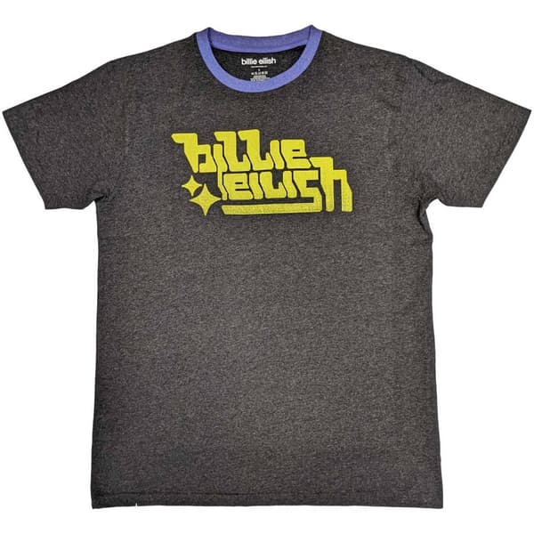 Billie Eilish Unisex Ringer T-Shirt: Neon Green Logo (Small)