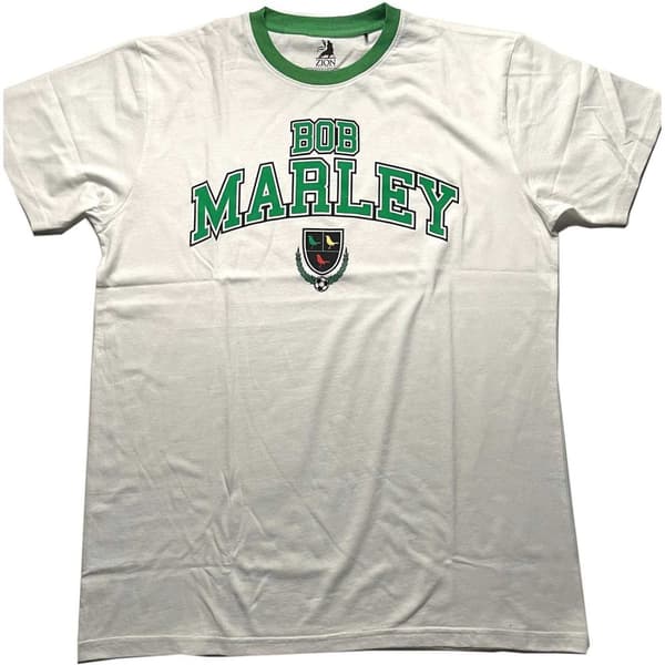 Bob Marley Unisex Ringer T-Shirt: Collegiate Crest (Small)