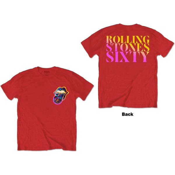 The Rolling Stones Unisex T-Shirt: Sixty Gradient Text (Back Print) (Medium)