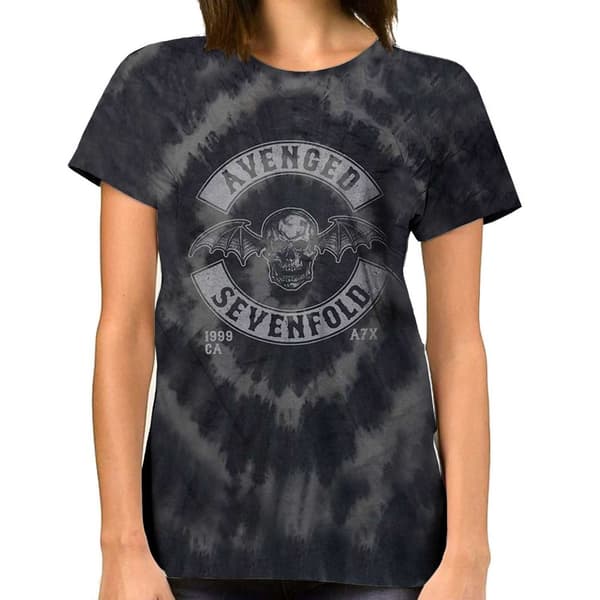 Avenged Sevenfold Unisex T-Shirt: Deathbat Crest (Wash Collection) (Large)