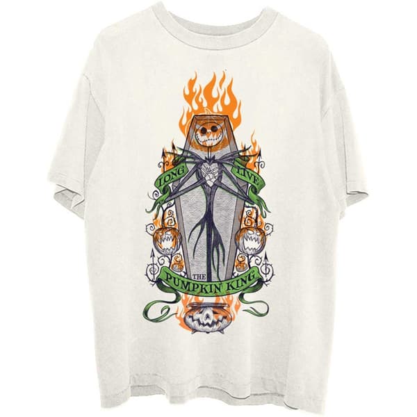 Disney Unisex T-Shirt: The Nightmare Before Christmas Orange Flames Pumpkin King  (X-Large)