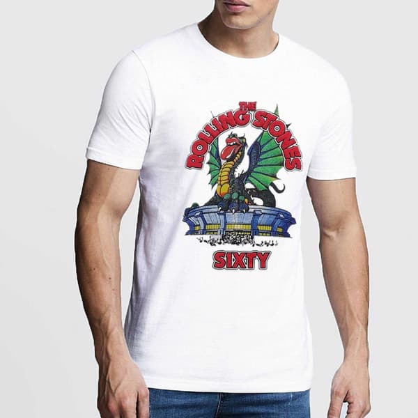 The Rolling Stones Unisex Hi-Build T-Shirt: Sixty Stadium Dragon (Puff Print) (Medium)