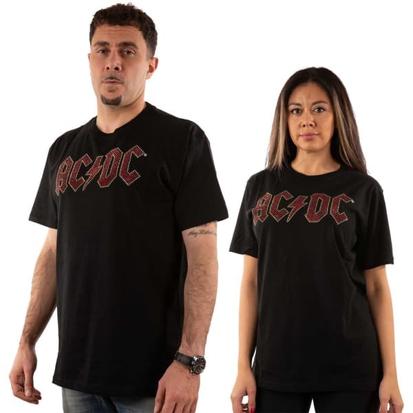 AC/DC Unisex Embellished T-Shirt: Full Colour Logo (Diamante) (X-Large)