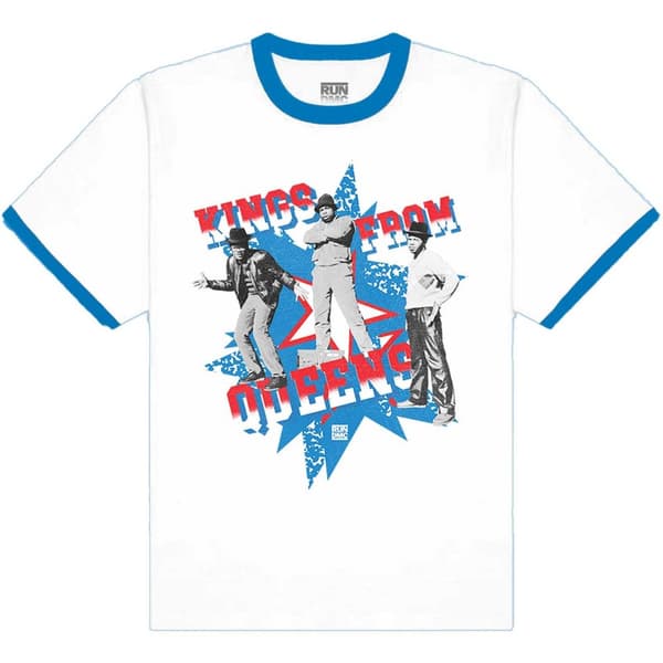 Run DMC Unisex Ringer T-Shirt: Kings From Queens  (Large)