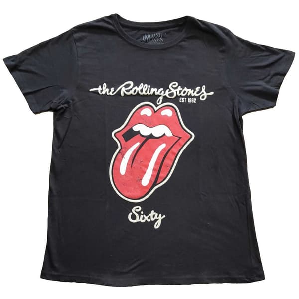 The Rolling Stones Ladies T-Shirt: Sixty Plastered Tongue (Suede Applique) (XXXX-Large)