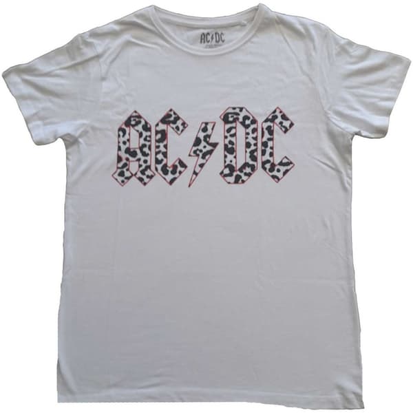 AC/DC Ladies T-Shirt: Mono Leopard Print Logo (20)