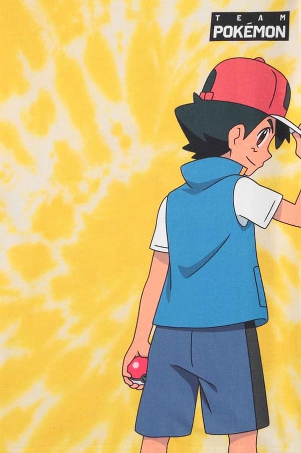 Pokemon T Shirt Ash and Pikachu Official Unisex Yellow Allover Print