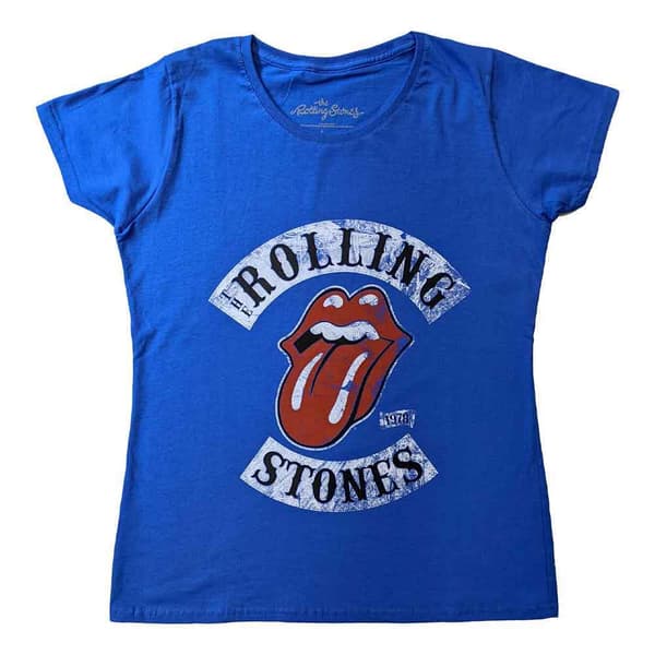 The Rolling Stones T Shirt Tour 78 Band Logo Official Womens Skinny Fit Blue L