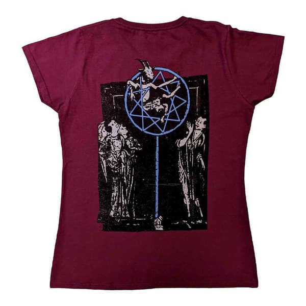 Slipknot T Shirt Goat Demon Band Logo Official Womens Skinny Fit Maroon Red