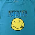 Miniatyrbild 3 av 4: Nirvana T Shirt Band Logo Smile Official Mens Turquoise