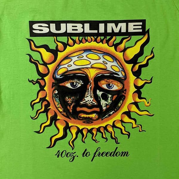 Sublime T Shirt 40oz To Freedom Band Logo Official Womens Skinny Fit Green