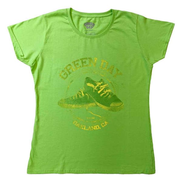 Green Day T Shirt All Stars Band Logo Official Womens Skinny Fit Green