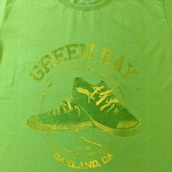 Green Day T Shirt All Stars Band Logo Official Womens Skinny Fit Green