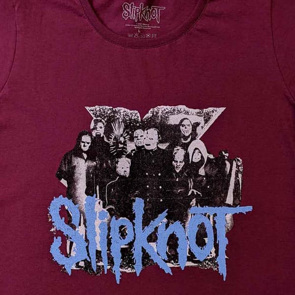 Slipknot T Shirt Goat Demon Band Logo Official Womens Skinny Fit Maroon Red