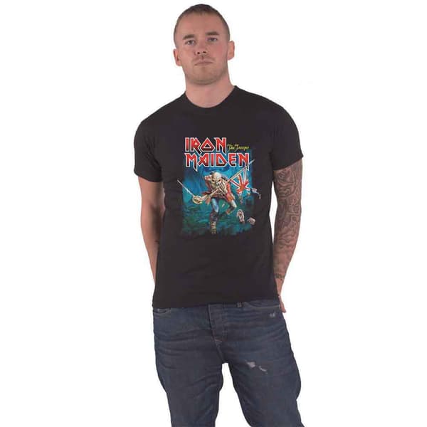 Iron Maiden T Shirt World Piece Tour Circle Band logo Official Unisex Yellow