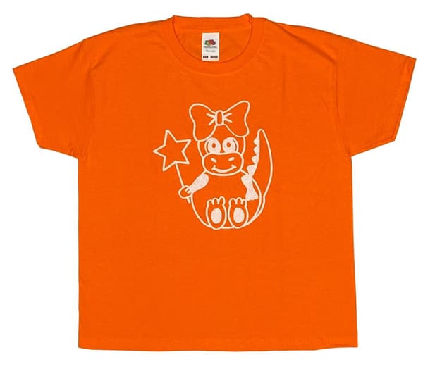 Barn t-shirt: Dino flicka orange (3-4 år)