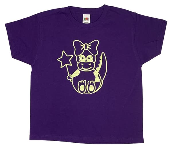 Barn t-shirt: Dino flicka lila (3-4 år)