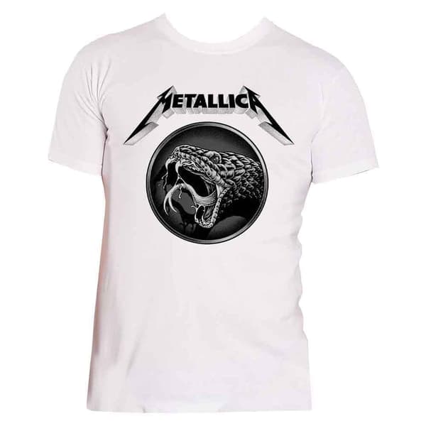 Metallica T Shirt Black Album Poster Band Logo Official Unisex White
