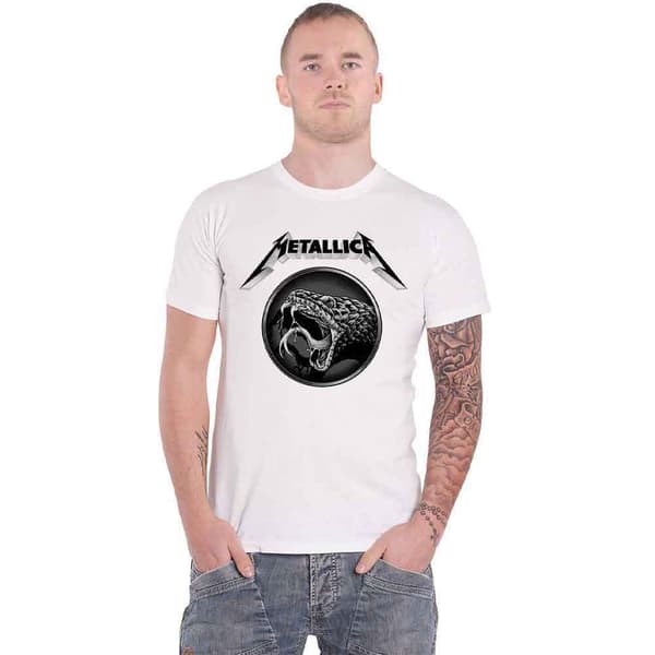 Metallica T Shirt Black Album Poster Band Logo Official Unisex White White XL