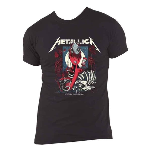 Metallica T Shirt Enter Sandman Poster Band Logo Official Unisex Black